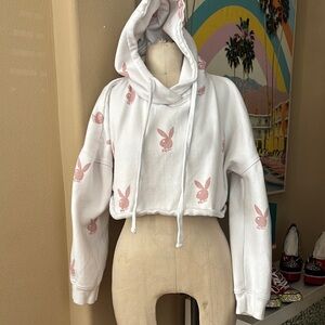 Playboy x Missguided Drop Shoulder Crop Hoodie